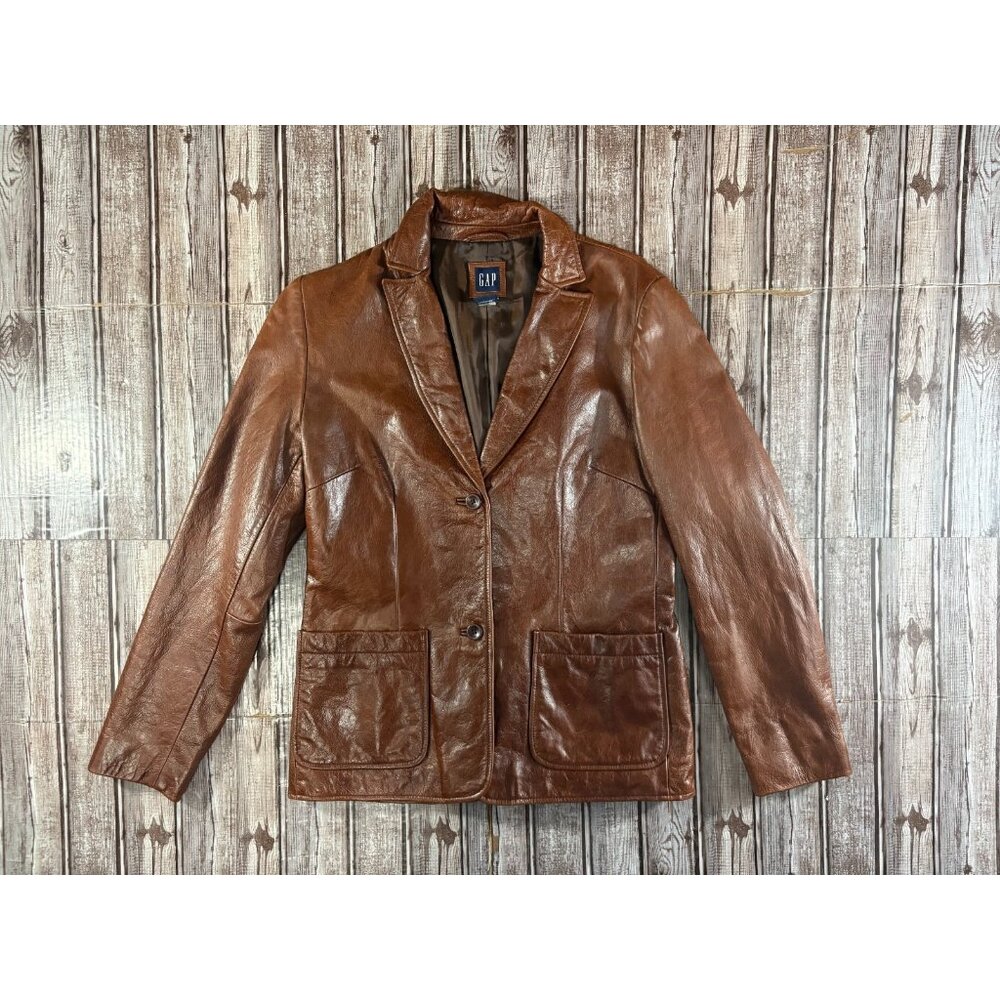GAP leather blazer jacket size S color brown  vintage Y2K